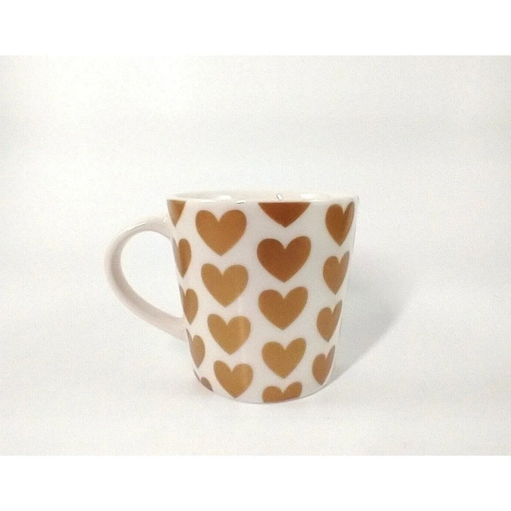 Starbucks Gold Hearts Espresso Shot Mini Coffee‎ Mug Cup Demitasse 3 oz. 2015